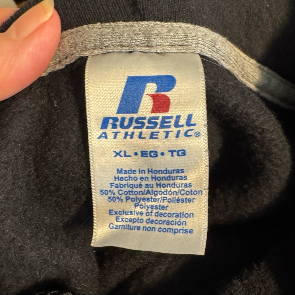 Men’s Russell Athletic XL Black Cotton Crying/Polyester Hoodie Shark Drinking - Picture 5 of 6